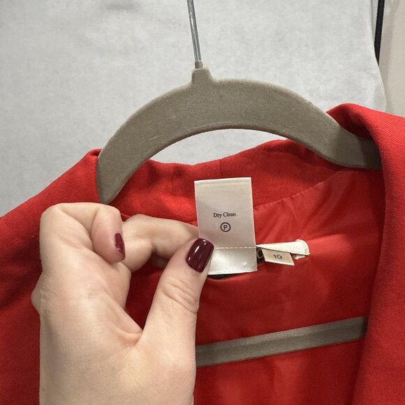 Coldwater Creek Dress Womens 10 Red Linen Rayon Button Front Sleeveless A-Line - Picture 4 of 8